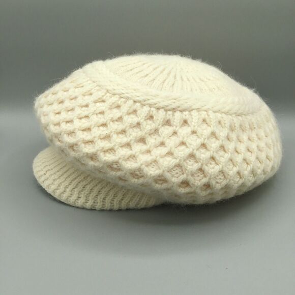 Adora Womens Angora Beret Hat Cap Rabbit Hair Blend Cream Knit BOHO OS One Size - Picture 4 of 10